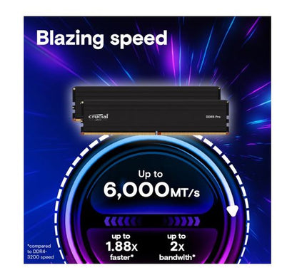 Crucial Pro 64GB (1x64GB) DDR5 UDIMM 5600MHz CL46 Black Heat Spreader Support Intel XMP AMD Ryzen... - Image 2