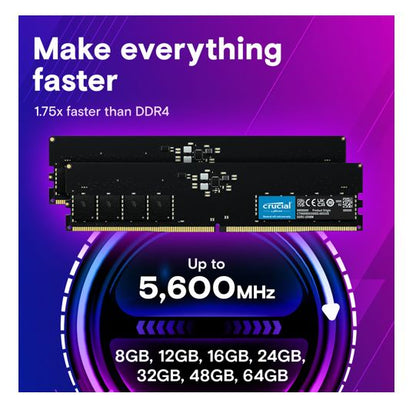 Crucial 64GB (1x64GB) DDR5 UDIMM 5600MHz CL46 Desktop PC Memory - Image 3