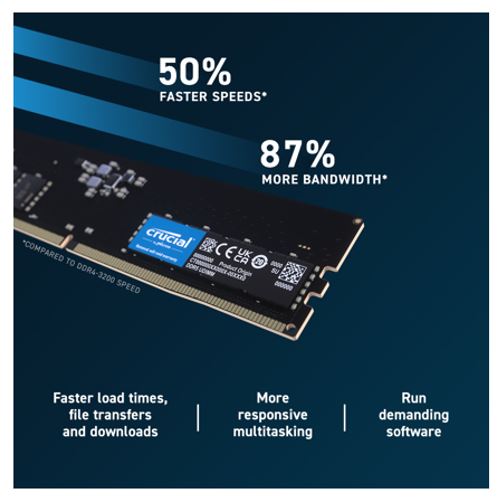 Crucial 8GB (1x8GB) DDR5 UDIMM 4800MHz CL40 Desktop PC Memory
