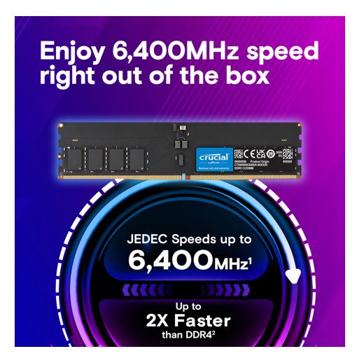 Crucial 32GB (2x16GB) DDR5 CUDIMM 6400MHZ CL52 Desktop PC Memory for Intel Core Ultra Processors... - Image 2