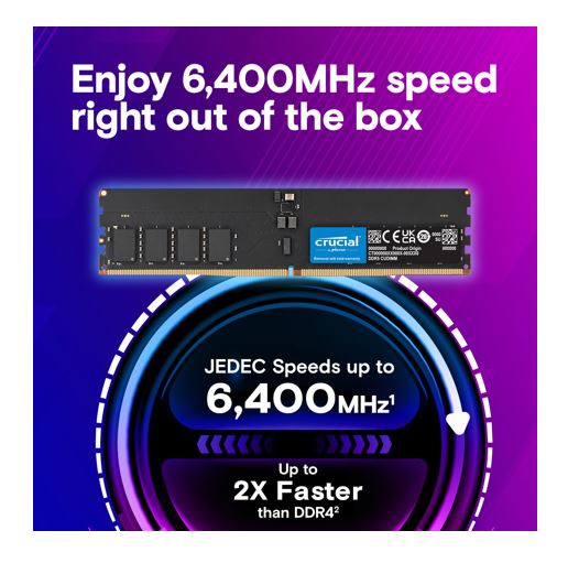 Crucial 64GB (2x32GB) DDR5 CUDIMM 6400MHZ CL52 Desktop PC Memory for Intel Core Ultra Processors... - Image 2