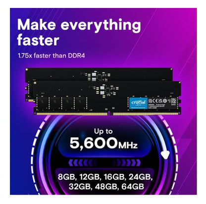 Crucial 128GB (2x64GB) DDR5 UDIMM 5600MHz CL46 Desktop PC Memory - Image 3