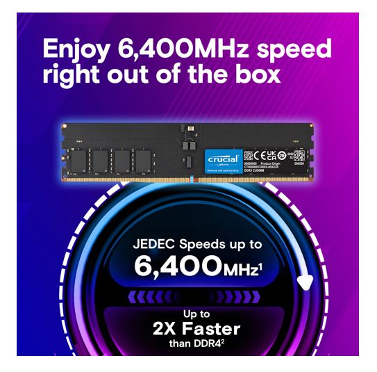 Crucial 128GB (2x64GB) DDR5 CUDIMM 6400MHZ CL52 Desktop PC Memory for Intel Core Ultra Processors... - Image 2