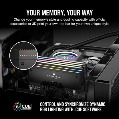 Corsair DOMINATOR® TITANIUM RGB 48GB (2x24GB) DDR5 DRAM 6000MT/s CL30 Intel XMP Memory Kit — Black - Image 2