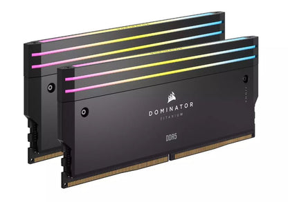 Corsair DOMINATOR® TITANIUM RGB 64GB (2x32GB) DDR5 DRAM 6400MT/s CL32 Intel XMP Memory Kit — Black - Image 2