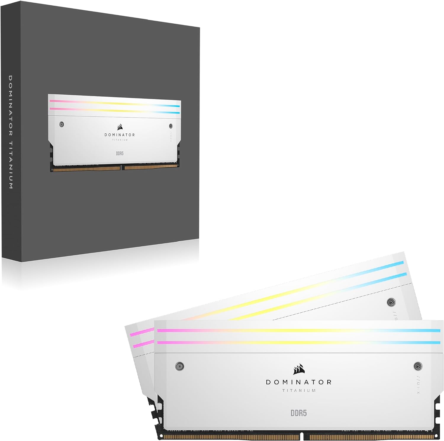 Corsair DOMINATOR® TITANIUM RGB 64GB (2x32GB) DDR5 DRAM 6000MT/s CL30 Intel XMP Memory Kit — White - Image 4