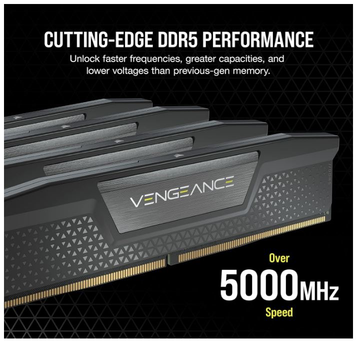 Corsair  Vengeance 96GB (2x48GB) DDR5 UDIMM 5600MHz C40 1.25V Desktop Gaming Memory Black - Image 4