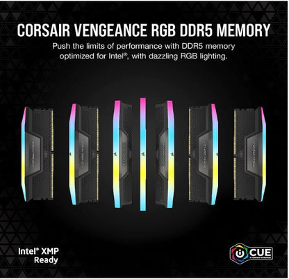 Corsair Vengeance RGB 32GB (2x16GB) DDR5 UDIMM 5200MHz C40 1.25V Desktop Gaming Memory Black - Image 4