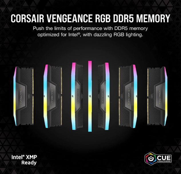 Corsair Vengeance RGB 32GB (2x16GB) DDR5 UDIMM 5200MHz C40 1.25V Desktop Gaming Memory Black Opti... - Image 3