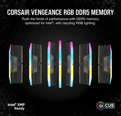 Corsair Vengeance RGB 32GB (2x16GB) DDR5 UDIMM 5200MHz C40 1.25V Desktop Gaming Memory Black Opti... - Image 3