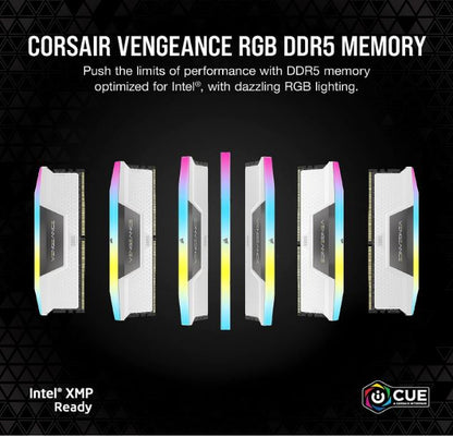 Corsair Vengeance RGB 32GB (2x16GB) DDR5 UDIMM 5600MHz C36 1.25V Desktop Gaming Memory White