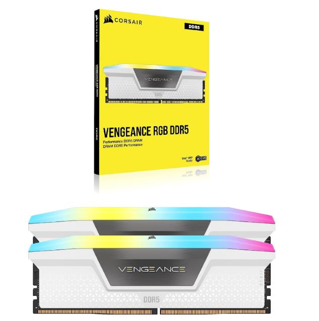 Corsair Vengeance RGB 32GB (2x16GB) DDR5 UDIMM 5600MHz C36 1.25V Desktop Gaming Memory White