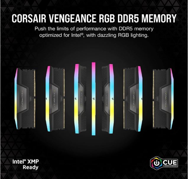Corsair Vengeance RGB 32GB (2x16GB) DDR5 UDIMM 6200MHz C36 1.3V Desktop Gaming Memory Black - Image 3