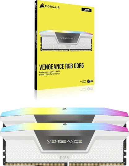 Corsair Vengeance RGB 32GB (2x16GB) DDR5 UDIMM 6400MHz C36 1.35V Desktop Gaming Memory White - Image 2
