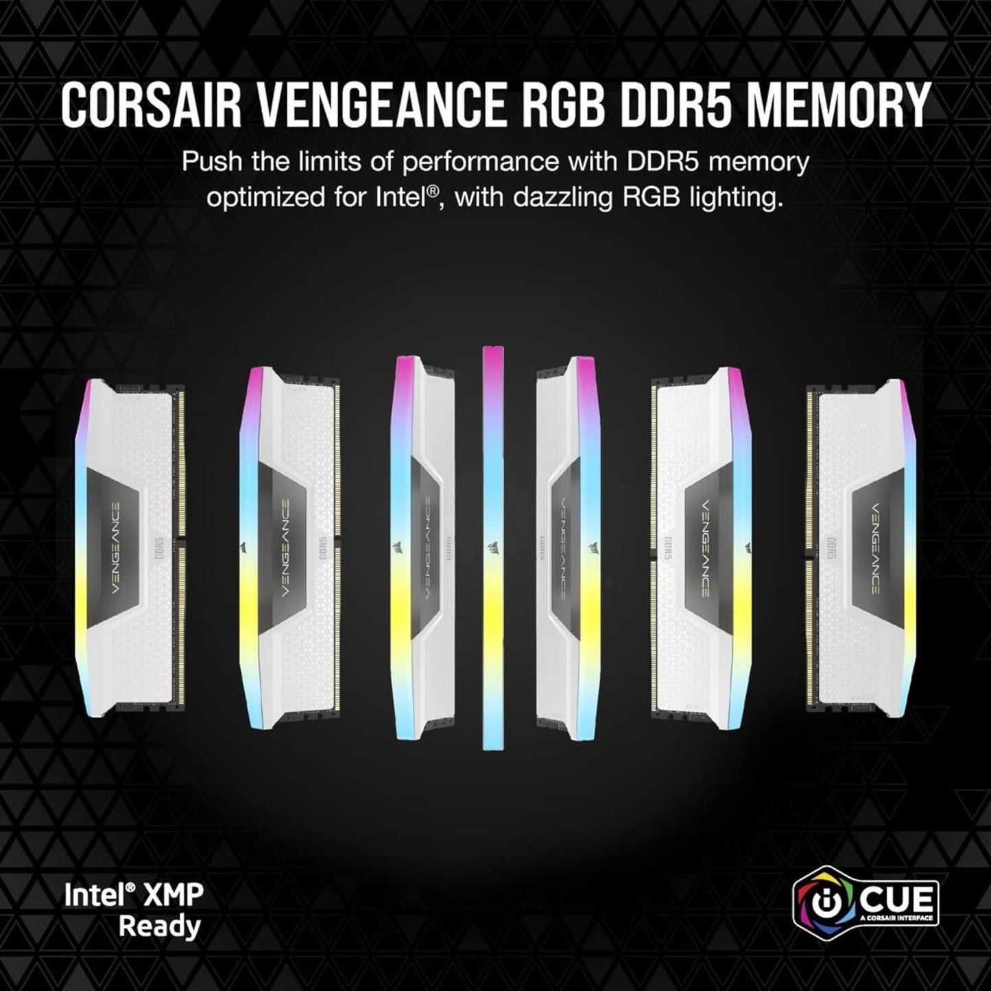 Corsair Vengeance RGB 32GB (2x16GB) DDR5 UDIMM 6400MHz C36 1.35V Desktop Gaming Memory White - Image 3