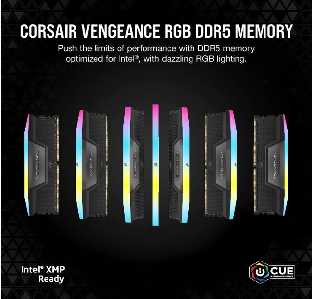 Corsair Vengeance RGB 64GB (2x32GB) DDR5 UDIMM 5600MHz C36 1.25V Desktop Gaming Memory Black Opti... - Image 3