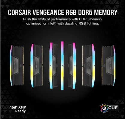 Corsair Vengeance RGB 64GB (2x32GB) DDR5 UDIMM 5600MHz C36 1.25V Desktop Gaming Memory Black Opti... - Image 3
