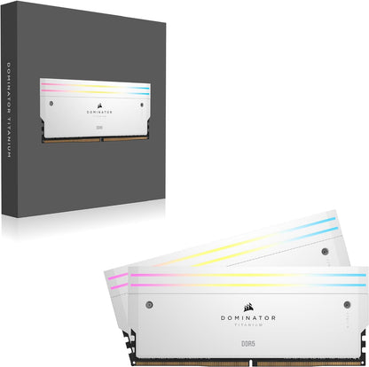 Corsair DOMINATOR® TITANIUM RGB 96GB (2x48GB) DDR5 DRAM 6600MT/s CL32 Intel XMP Memory Kit — WHITE - Image 4