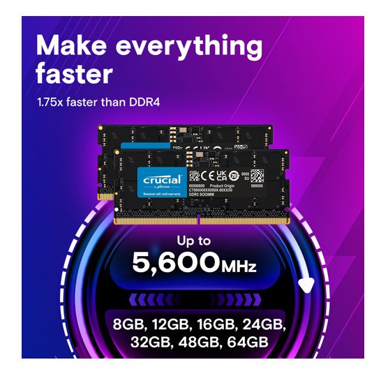 Crucial 64GB (1x64GB) DDR5 SODIMM 5600MHz CL46 Desktop PC Memory - Image 3