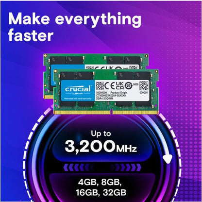 Crucial 64GB (2x32GB) DDR4 UDIMM 3200MHz CL22 1.2V Dual Ranked Desktop PC Memory RAM - Image 2