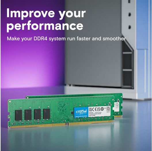 Crucial 64GB (2x32GB) DDR4 UDIMM 3200MHz CL22 1.2V Dual Ranked Desktop PC Memory RAM - Image 3