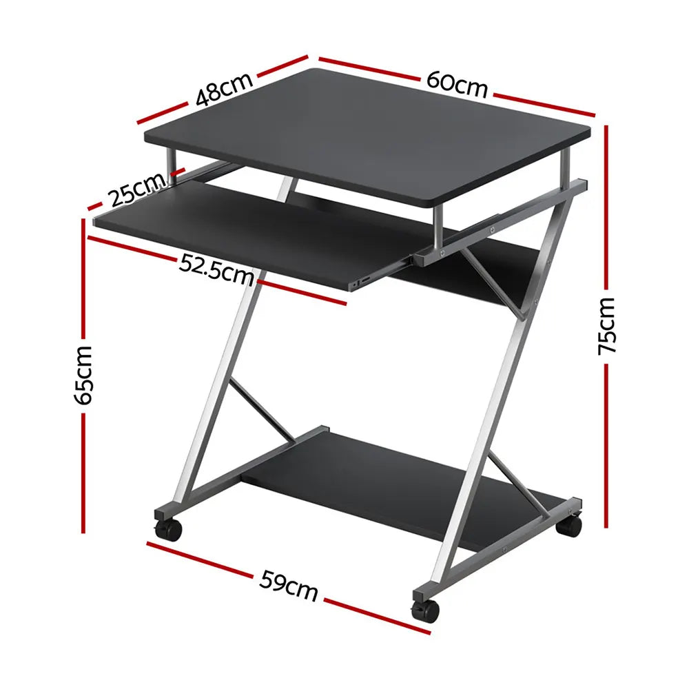 Artiss Computer Desk Keyboard Tray Shelf Black 60CM - Image 2