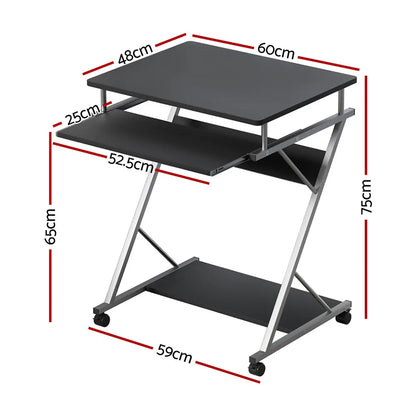 Artiss Computer Desk Keyboard Tray Shelf Black 60CM - Image 2