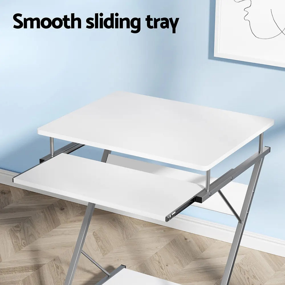 Artiss Computer Desk Keyboard Tray Shelf White 60CM - Image 4