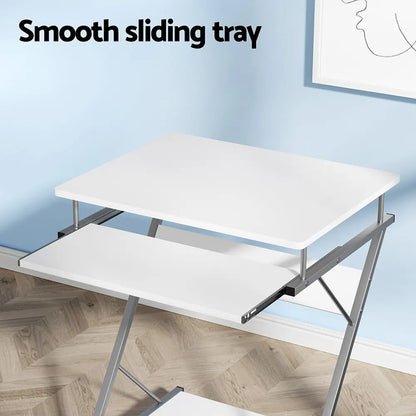 Artiss Computer Desk Keyboard Tray Shelf White 60CM - Image 4