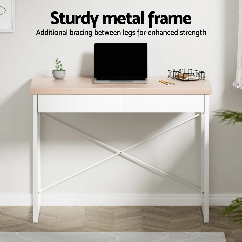 Artiss Computer Desk Drawer Storage Oak 100CM - Image 4