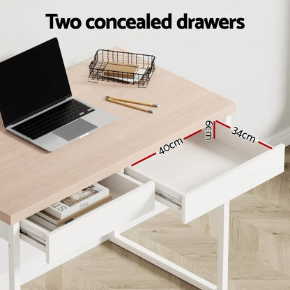 Artiss Computer Desk Drawer Storage Oak 100CM - Image 5