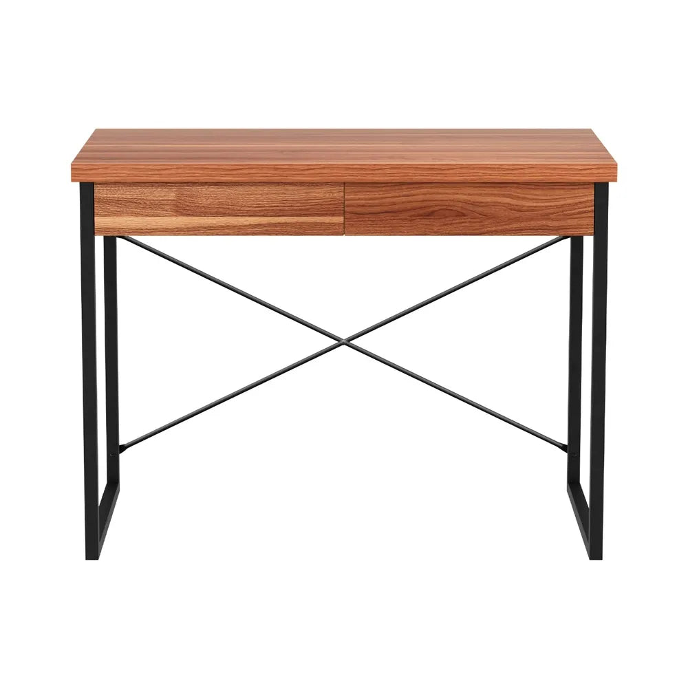 Artiss Computer Desk Drawer Storage Walnut 100CM - Image 3