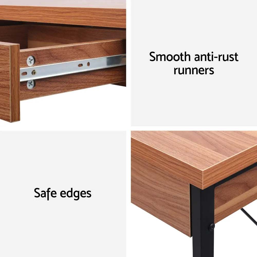 Artiss Computer Desk Drawer Storage Walnut 100CM - Image 6