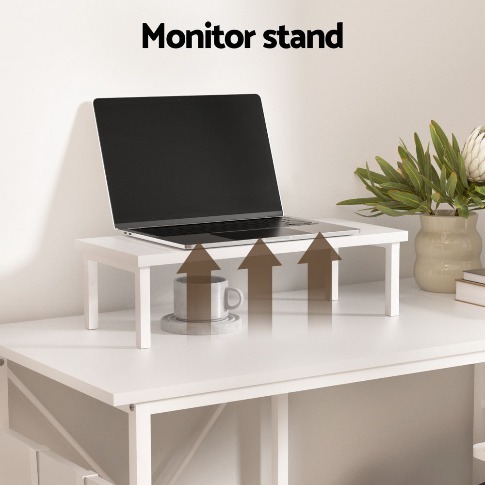 Artiss Computer Desk L-Shape Home Office Study Table Open Shelves White 100CM - Image 5