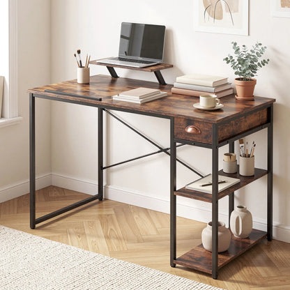 Artiss Computer Desk Drafting Drawing Table Tiltable Top Rustic Brown 108cm - Image 8