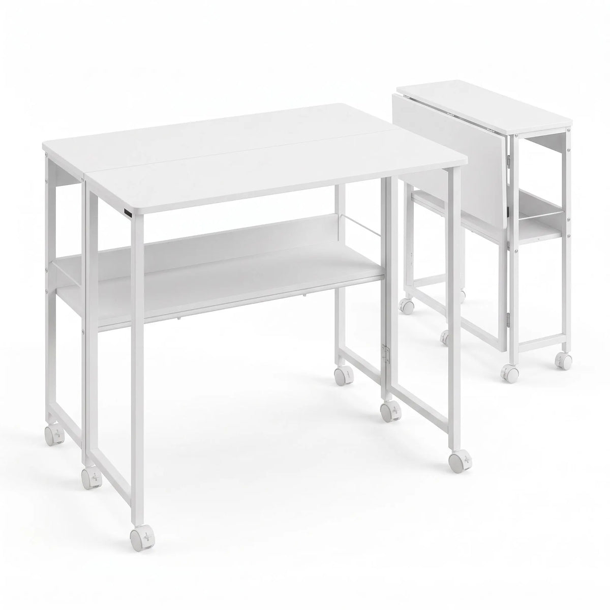 Artiss Foldable Computer Desk Mobile Study Table Workstation White 80cm - Image 2