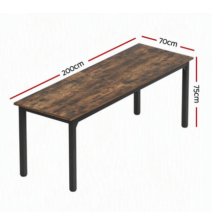 Artiss Computer Desk 2 Person Double Workstation Study Table Rustic Brown 200cm - Image 2