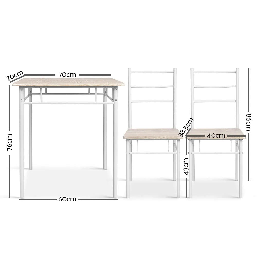 Artiss Dining Table And Chairs Set fo 3 Oak - Image 2