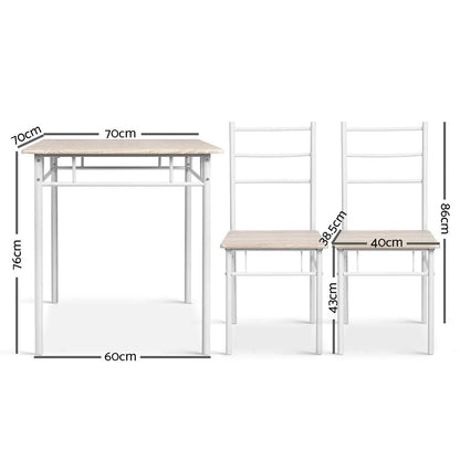 Artiss Dining Table And Chairs Set fo 3 Oak - Image 2