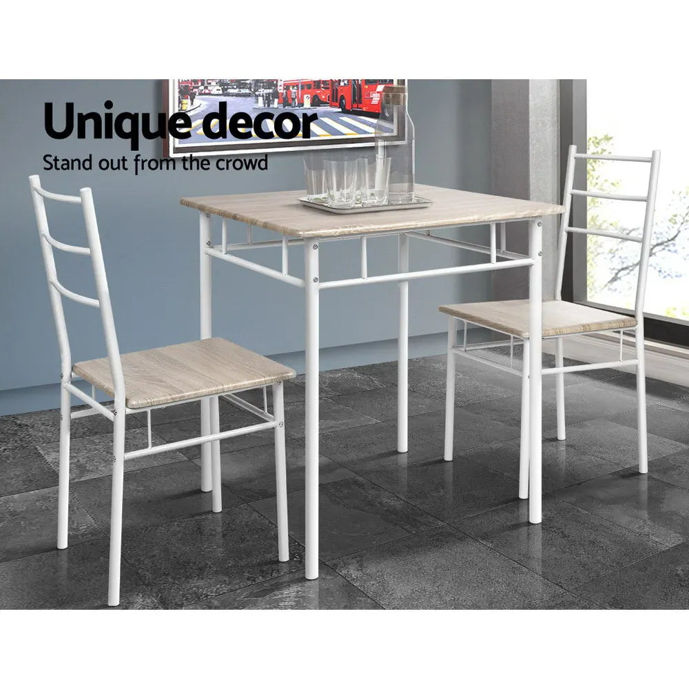 Artiss Dining Table And Chairs Set fo 3 Oak - Image 5