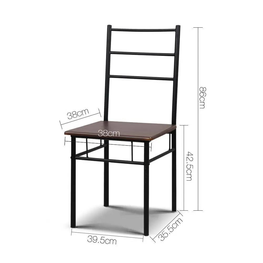 Artiss Dining Table And Chairs Set fo 3 Walnut - Image 2