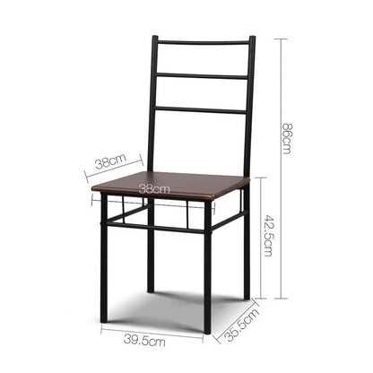 Artiss Dining Table And Chairs Set fo 3 Walnut - Image 2