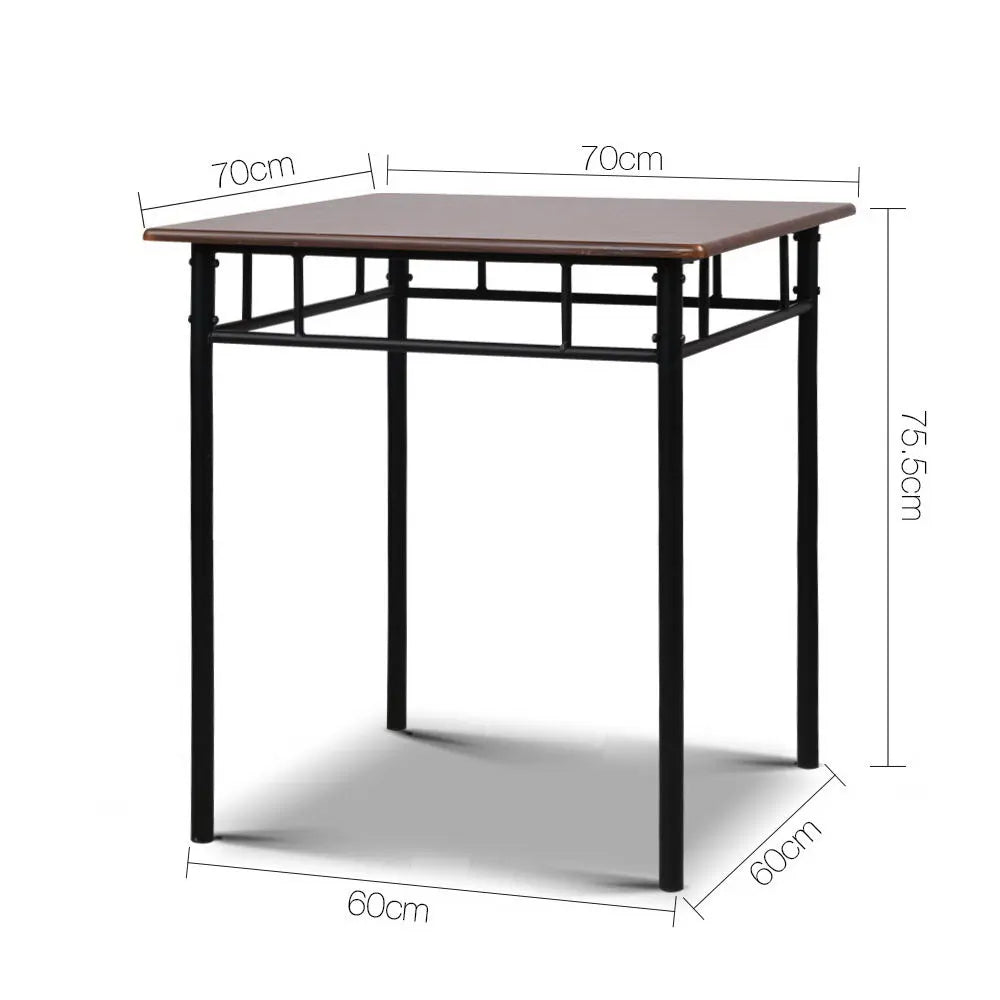 Artiss Dining Table And Chairs Set fo 3 Walnut - Image 3