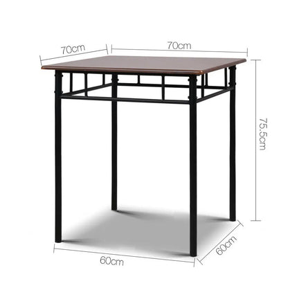 Artiss Dining Table And Chairs Set fo 3 Walnut - Image 3