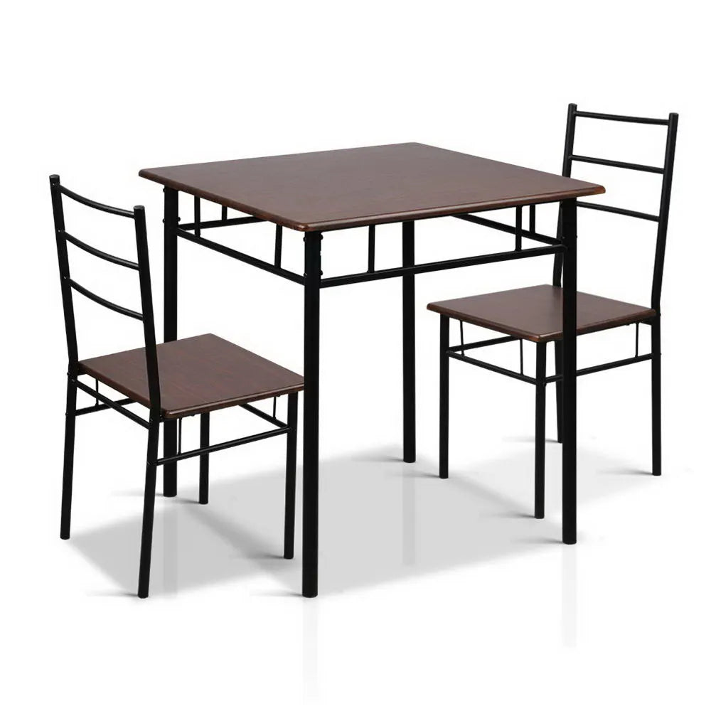 Artiss Dining Table And Chairs Set fo 3 Walnut - Image 8