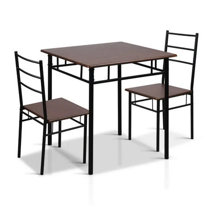 Artiss Dining Table And Chairs Set fo 3 Walnut - Image 8