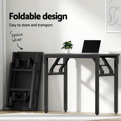 Artiss Computer Desk Mesh Office Chair Set Foldable Home Study Table Black - Image 4