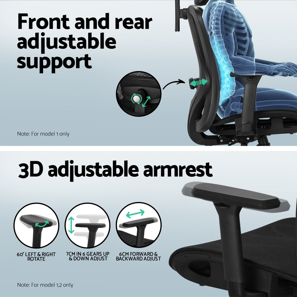 Artiss Computer Desk L-Shape Corner Desks Ergonomic Office Chair Mesh Chairs - Image 6