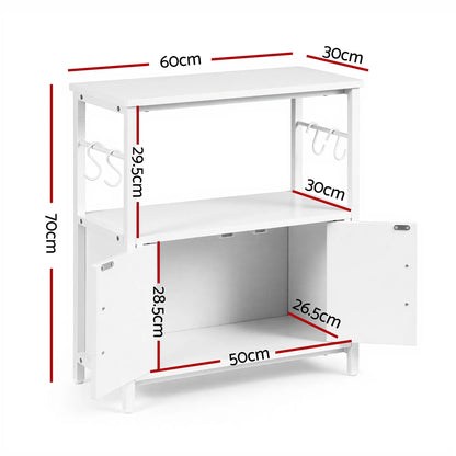 Artiss 20 Gallon Fish Tank Stand 3-Tier Aquarium Stand with Storage Cabinet and Open Shelf White - Image 3