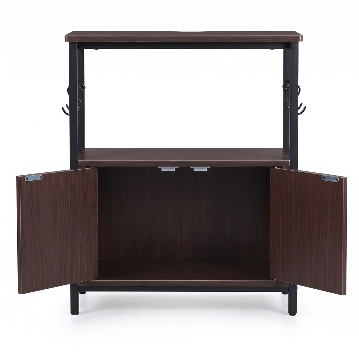 Artiss 20 Gallon Fish Tank Stand 3-Tier Aquarium Stand with Storage Cabinet and Open Shelf Walnut - Image 4